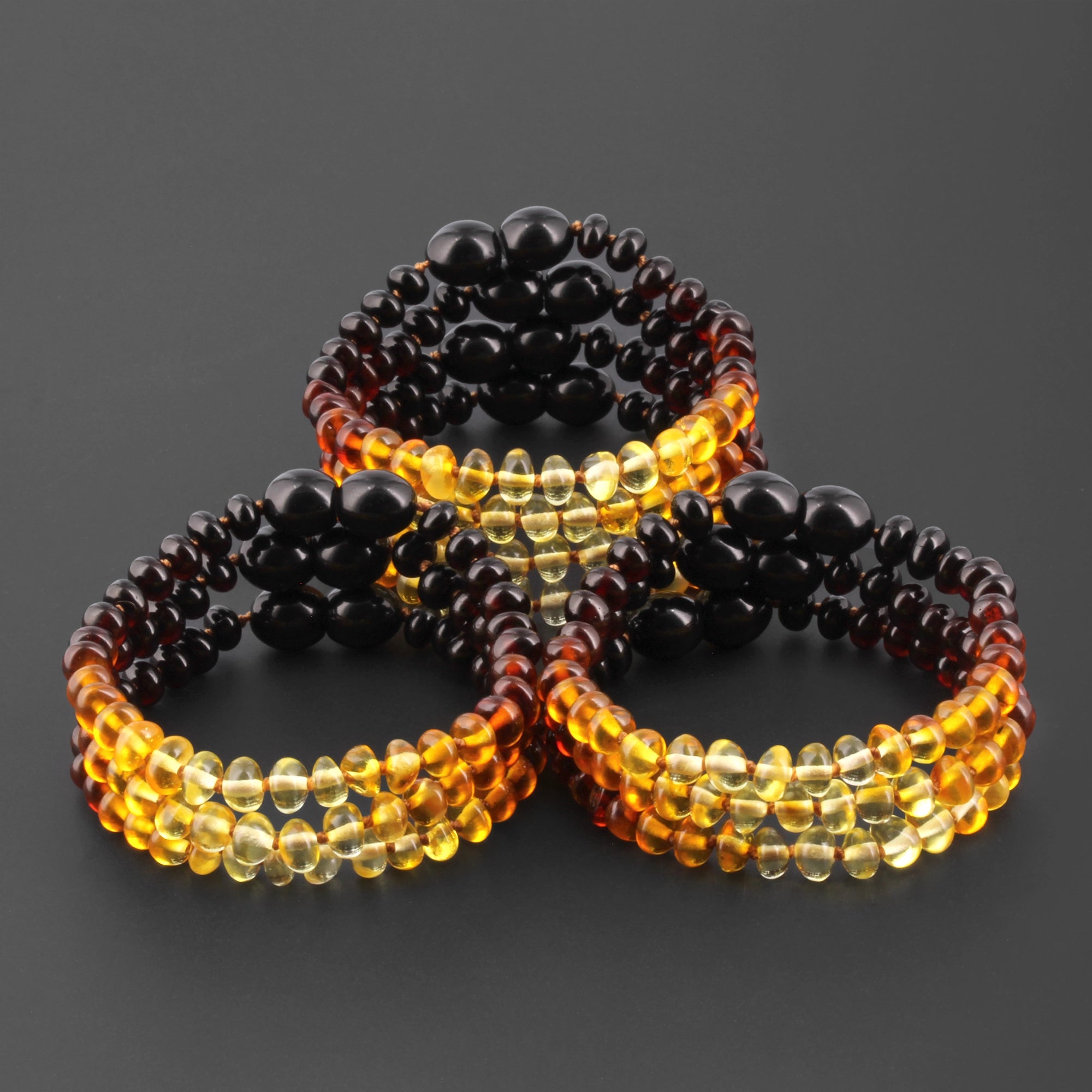 BALTIC AMBER BABY TEETHING BRACELETS LOT OF 10pcs - ROUNDEL. XR53R2