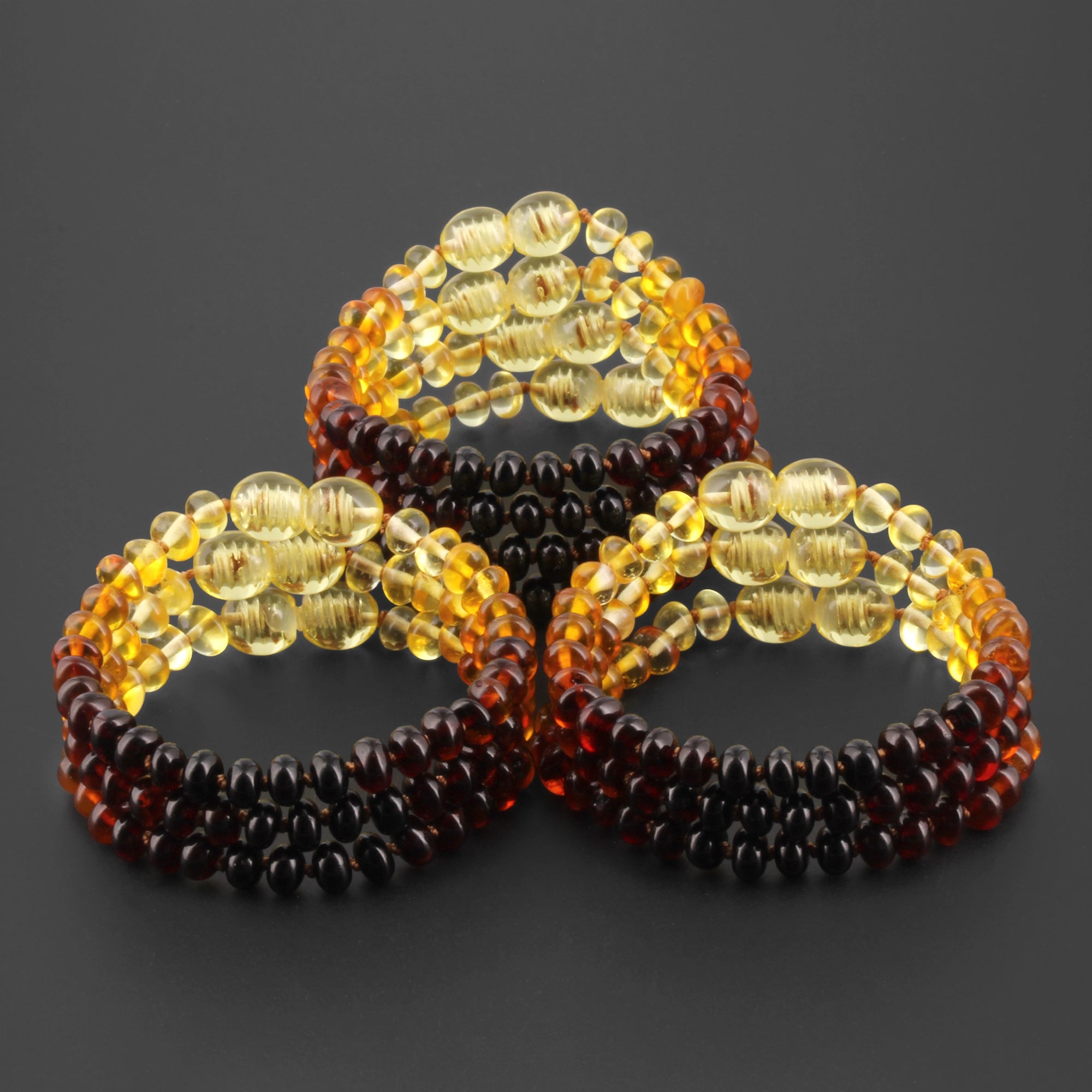 BALTIC AMBER BABY TEETHING BRACELETS LOT OF 10pcs - ROUNDEL. XR53R1