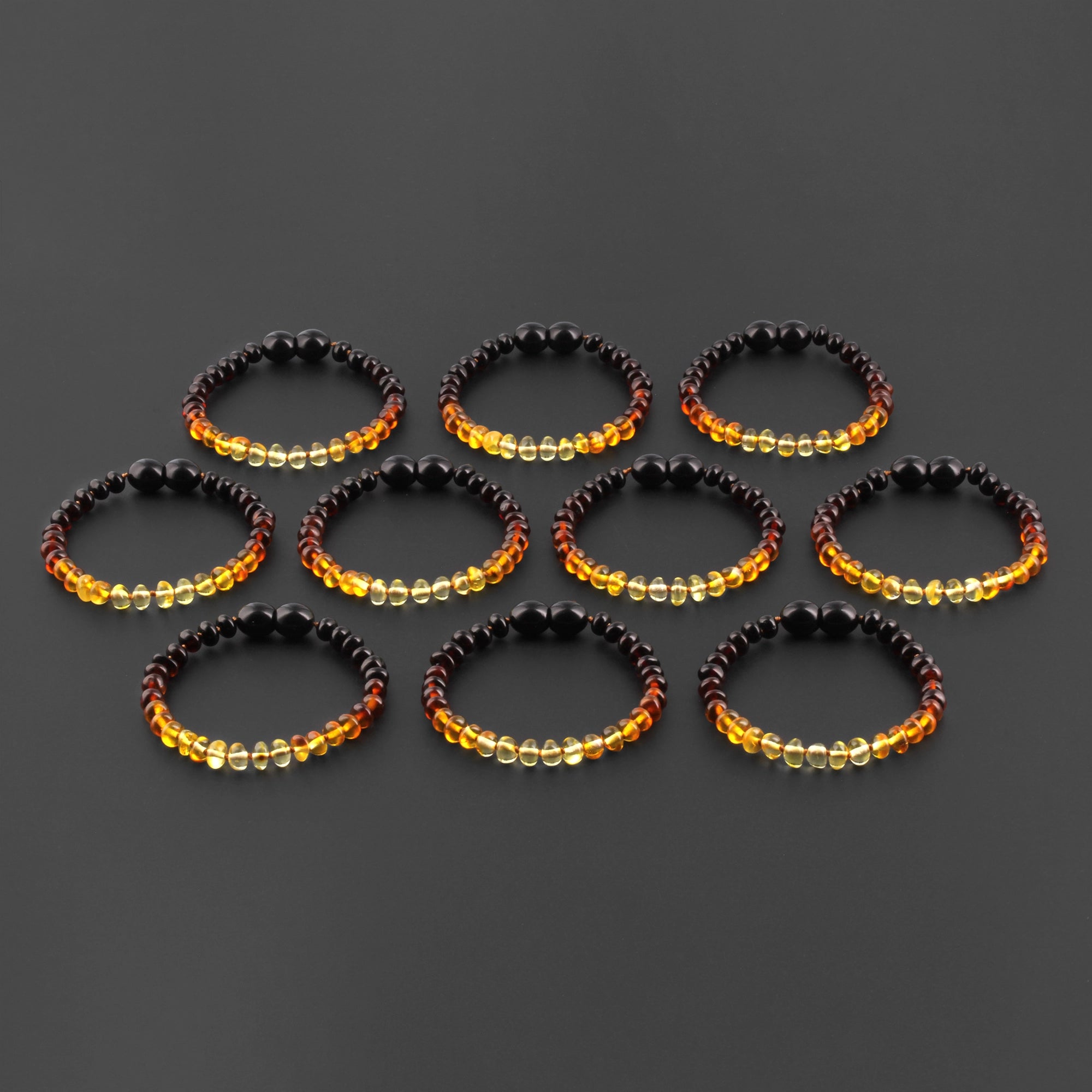 BALTIC AMBER BABY TEETHING BRACELETS LOT OF 10pcs - ROUNDEL. XR53R2