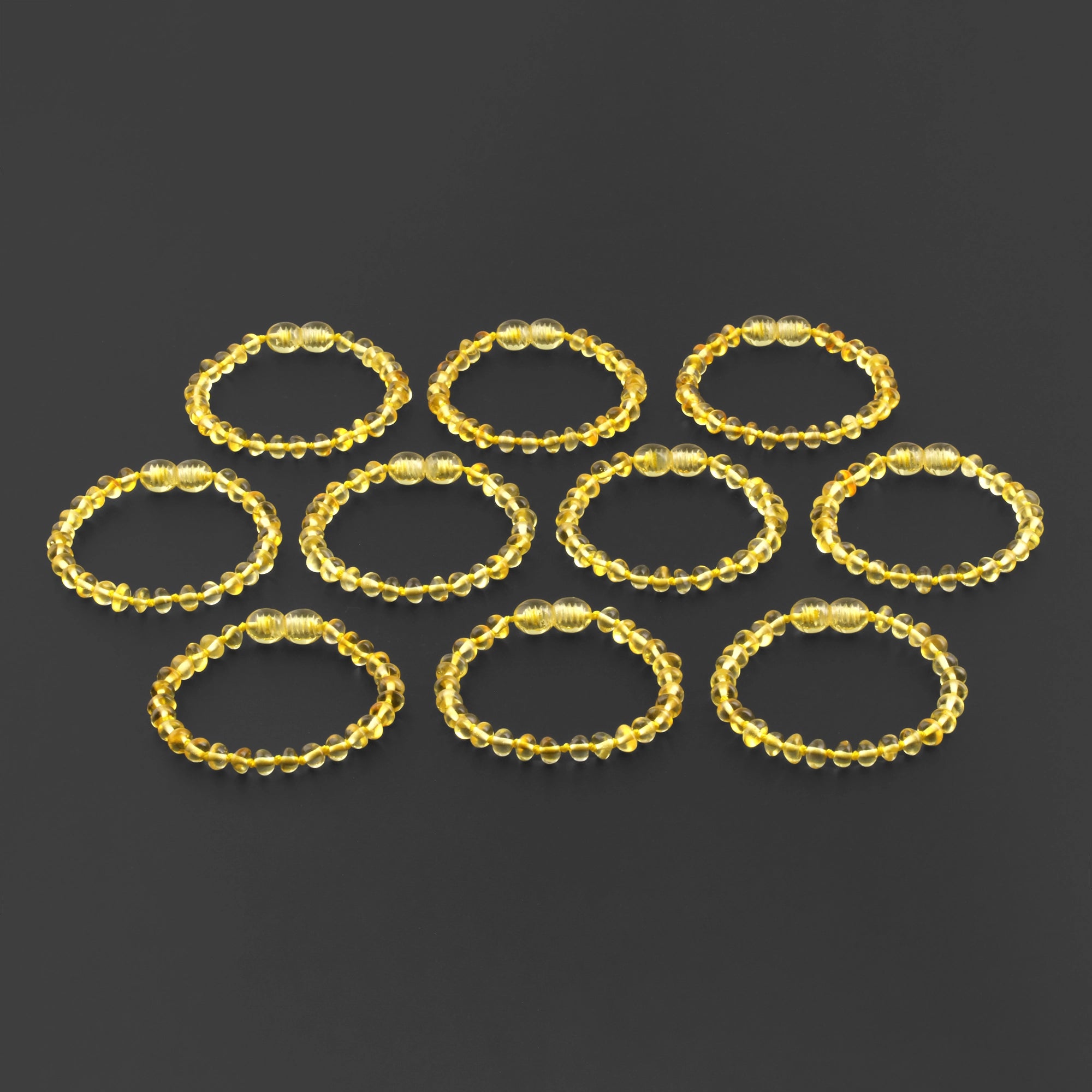 BALTIC AMBER BABY TEETHING BRACELETS LOT OF 10pcs - ROUNDEL. XR53Y