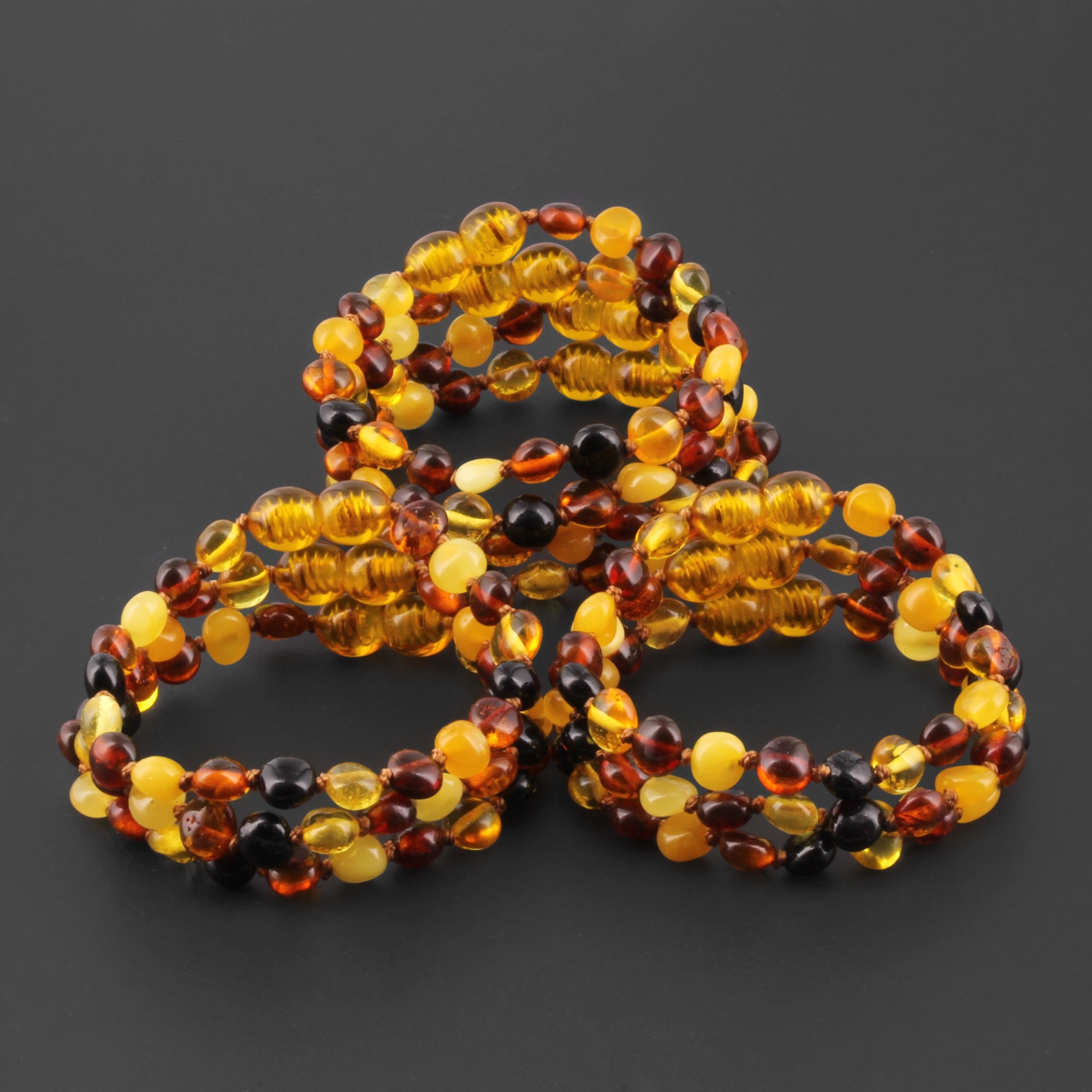 BALTIC AMBER BABY TEETHING BRACELETS LOT OF 10pcs - SIDE DRILL. XS64M