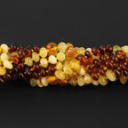 Baltic Amber Baby Teething Bracelet Roundel Milky Multicolor Glossy Finish - Wholesale Lot of 10pcs - 14cm / 5.5in - LE365