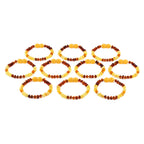 Baltic Amber Baby Teething Bracelet Roundel Milky Multicolor Glossy Finish - Wholesale Lot of 10pcs - 14cm / 5.5in - LE365