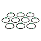 Baltic Amber Green Agate Baby Teething Bracelet Baroque Black Glossy Finish - Wholesale Lot of 10pcs - 14cm / 5.5in - LE550-S