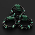 Baltic Amber Green Agate Baby Teething Bracelet Baroque Black Glossy Finish - Wholesale Lot of 10pcs - 14cm / 5.5in - LE550-S