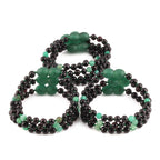 Baltic Amber Green Agate Baby Teething Bracelet Baroque Black Glossy Finish - Wholesale Lot of 10pcs - 14cm / 5.5in - LE550-S