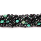 Baltic Amber Green Agate Baby Teething Bracelet Baroque Black Glossy Finish - Wholesale Lot of 10pcs - 14cm / 5.5in - LE550-S