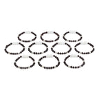 Baltic Amber & Kiwi Jasper Baby Teething Bracelet Baroque Black Glossy Finish - Wholesale Lot of 10pcs - 14cm / 5.5in - LE551-S