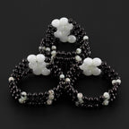Baltic Amber & Kiwi Jasper Baby Teething Bracelet Baroque Black Glossy Finish - Wholesale Lot of 10pcs - 14cm / 5.5in - LE551-S