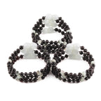 Baltic Amber & Kiwi Jasper Baby Teething Bracelet Baroque Black Glossy Finish - Wholesale Lot of 10pcs - 14cm / 5.5in - LE551-S