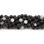 Baltic Amber & Kiwi Jasper Baby Teething Bracelet Baroque Black Glossy Finish - Wholesale Lot of 10pcs - 14cm / 5.5in - LE551-S