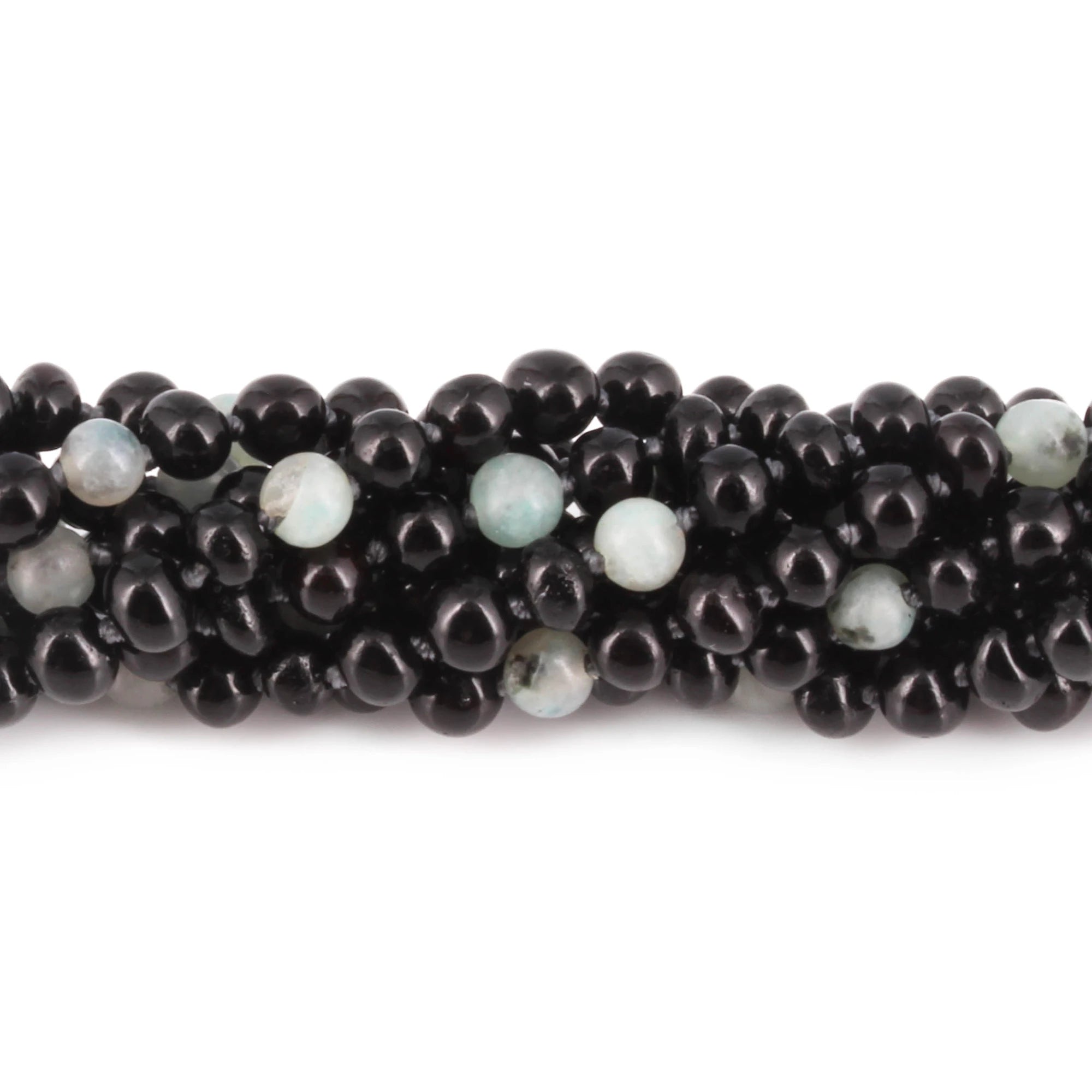 Baltic Amber & Kiwi Jasper Baby Teething Bracelet Baroque Black Glossy Finish - Wholesale Lot of 10pcs - 14cm / 5.5in - LE551-S