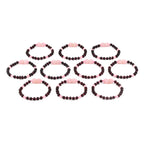 Baltic Amber & Rose Quartz Baby Teething Bracelet Baroque Black Matte Finish - Wholesale Lot of 10pcs - 14cm / 5.5in - LE549-S