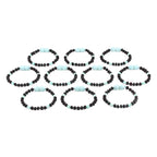 Baltic Amber & Sky Blue Jade Baby Teething Bracelet Baroque Black Matte Finish - Wholesale Lot of 10pcs - 14cm / 5.5in - LE547-S