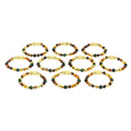 Baltic Amber & Green Tiger Baby Teething Bracelet Baroque Multicolor Glossy Finish - Wholesale Lot of 10pcs - 14cm / 5.5in - LE457