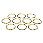 Baltic Amber & Green Tiger Baby Teething Bracelet Baroque Multicolor Glossy Finish - Wholesale Lot of 10pcs - 14cm / 5.5in - LE457 V2