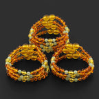 Baltic Amber & Green Aventurine Baby Teething Bracelet Baroque Light Cognac Glossy Finish - Wholesale Lot of 10pcs - 14cm / 5.5in -LE385 V3