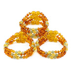 Baltic Amber & Green Aventurine Baby Teething Bracelet Baroque Light Cognac Glossy Finish - Wholesale Lot of 10pcs - 14cm / 5.5in -LE385 V3