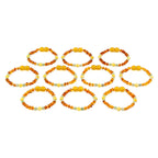 Baltic Amber & Green Aventurine Baby Teething Bracelet Baroque Light Cognac Glossy Finish - Wholesale Lot of 10pcs - 14cm / 5.5in -LE385 V3