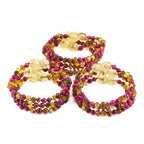 Baltic Amber & Magenta Tiger Baby Teething Bracelet Baroque Multicolor Glossy Finish - Wholesale Lot of 10pcs - 14cm / 5.5in - LE456 V2