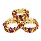 Baltic Amber & Magenta Tiger Baby Teething Bracelet Baroque Multicolor Glossy Finish - Wholesale Lot of 10pcs - 14cm / 5.5in - LE456