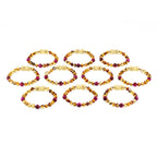 Baltic Amber & Magenta Tiger Baby Teething Bracelet Baroque Multicolor Glossy Finish - Wholesale Lot of 10pcs - 14cm / 5.5in - LE456