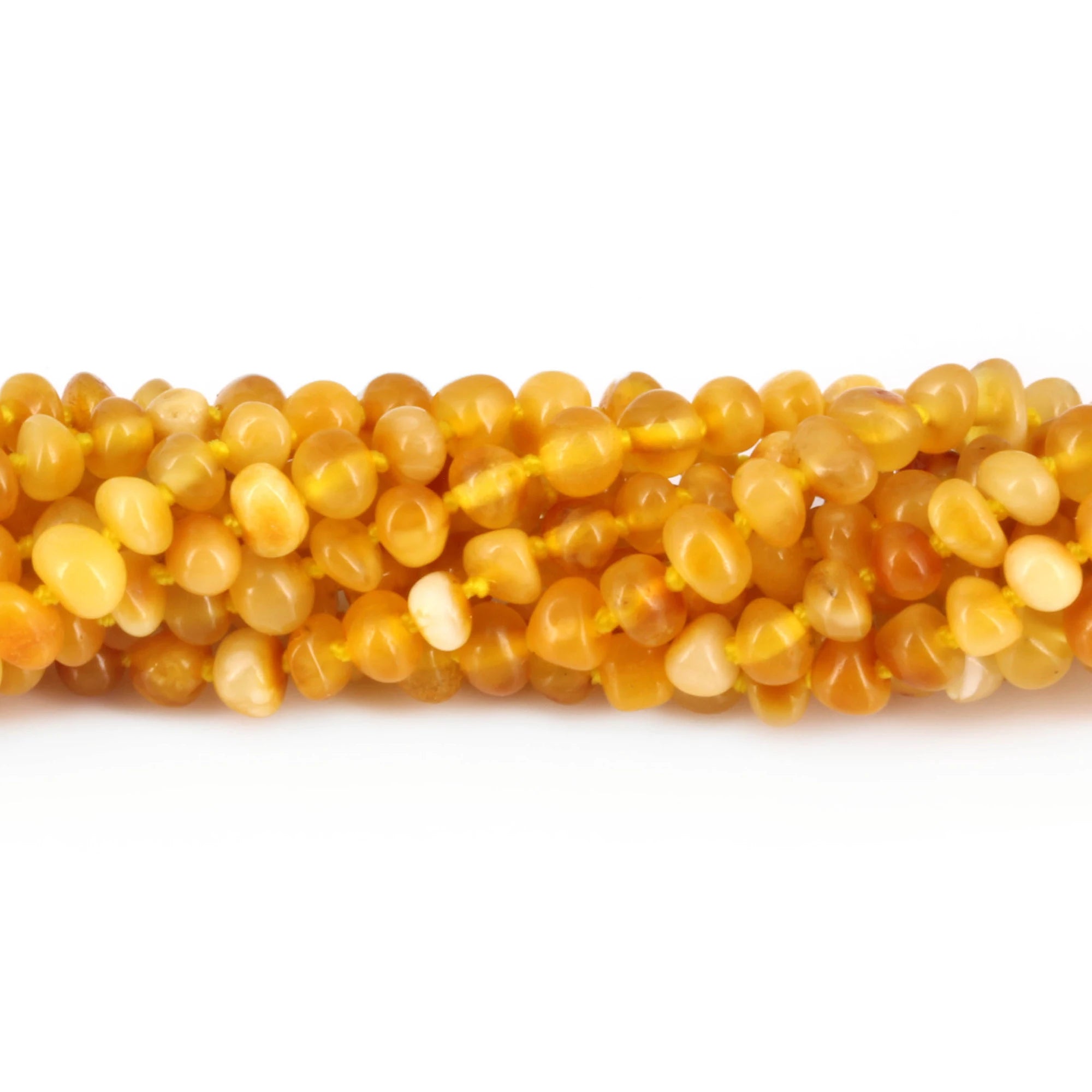 Baltic Amber Baby Teething Bracelet Baroque Milky Orange Glossy Finish - Wholesale Lot of 10pcs - 14cm / 5.5in -  XB43MO