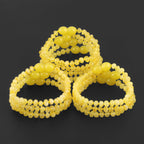 Baltic Amber Baby Teething Bracelet Baroque Milky Yellow Glossy Finish - Wholesale Lot of 10pcs - 14cm / 5.5in -  XB43MY