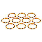 Baltic Amber Baby Teething Bracelet Baroque Multicolor Raw Finish - Wholesale Lot of 10pcs - 14cm / 5.5in - XB54M-RAW