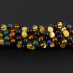 Baltic Amber & Azurite Baby Teething Bracelet Baroque Multicolor Glossy Finish - Wholesale Lot of 10pcs - 14cm / 5.5in - LE467 V2