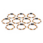 Baltic Amber & Blue Chalcedony Baby Teething Bracelet Baroque Multicolor Glossy Finish - Wholesale Lot of 10pcs - 14cm / 5.5in - AG61