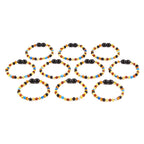 Baltic Amber & Blue Agate Baby Teething Bracelet Baroque Multicolor Glossy Finish - Wholesale Lot of 10pcs - 14cm / 5.5in - LE464 V2