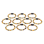 Baltic Amber & Blue Tiger Baby Teething Bracelet Baroque Multicolor Glossy Finish - Wholesale Lot of 10pcs - 14cm / 5.5in - LE463 V2-S