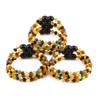 Baltic Amber & Blue Tiger Baby Teething Bracelet Baroque Multicolor Glossy Finish - Wholesale Lot of 10pcs - 14cm / 5.5in - LE463 V2-S