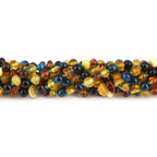 Baltic Amber & Blue Tiger Baby Teething Bracelet Baroque Multicolor Glossy Finish - Wholesale Lot of 10pcs - 14cm / 5.5in - LE463 V2-S