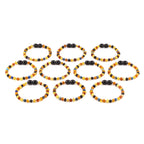 Baltic Amber & Blue Jasper Baby Teething Bracelet Baroque Multicolor Glossy Finish - Wholesale Lot of 10pcs - 14cm / 5.5in - LE555-S