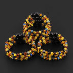 Baltic Amber & Blue Jasper Baby Teething Bracelet Baroque Multicolor Glossy Finish - Wholesale Lot of 10pcs - 14cm / 5.5in - LE555-S
