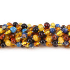 Baltic Amber & Blue Jasper Baby Teething Bracelet Baroque Multicolor Glossy Finish - Wholesale Lot of 10pcs - 14cm / 5.5in - LE555-S