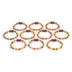 Baltic Amber & Pink Agate Baby Teething Bracelet Baroque Multicolor Glossy Finish - Wholesale Lot of 10pcs - 14cm / 5.5in - LE458-S