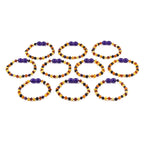 Baltic Amber & Purple Tiger Eye Baby Teething Bracelet Baroque Multicolor Glossy Finish - Wholesale Lot of 10pcs - 14cm / 5.5in - LE554-S