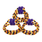 Baltic Amber & Purple Tiger Eye Baby Teething Bracelet Baroque Multicolor Glossy Finish - Wholesale Lot of 10pcs - 14cm / 5.5in - LE554-S