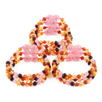 Baltic Amber & Rose Quartz Baby Teething Bracelet Baroque Multicolor Glossy Finish - Wholesale Lot of 10pcs - 14cm / 5.5in - LE459-S