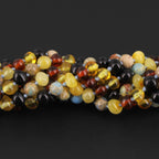 Baltic Amber & Blue Jasper Baby Teething Bracelet Baroque Multicolor Glossy Finish - Wholesale Lot of 10pcs - 14cm / 5.5in - LE466-S