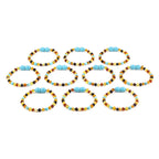 Baltic Amber & Turquoise Baby Teething Bracelet Baroque Multicolor Glossy Finish - Wholesale Lot of 10pcs - 14cm / 5.5in - LE465-S