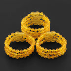 Baltic Amber Baby Teething Bracelet Baroque Yellow Raw Finish - Wholesale Lot of 10pcs - 14cm / 5.5in - XB54Y-RAW