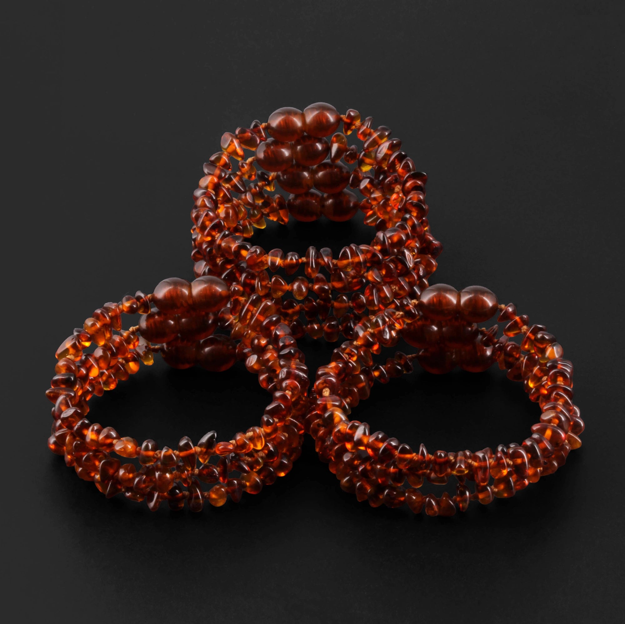 Baltic Amber Baby Teething Bracelet Chips Cognac Glossy Finish - Wholesale Lot of 10pcs - 14cm / 5.5in - CH3
