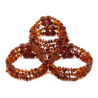 Baltic Amber Baby Teething Bracelet Chips Cognac Glossy Finish - Wholesale Lot of 10pcs - 14cm / 5.5in - CH3