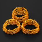 Baltic Amber Baby Teething Bracelet Chips Light Cognac Glossy Finish - Wholesale Lot of 10pcs - 14cm / 5.5in - CH7
