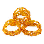 Baltic Amber Baby Teething Bracelet Chips Light Cognac Glossy Finish - Wholesale Lot of 10pcs - 14cm / 5.5in - CH7