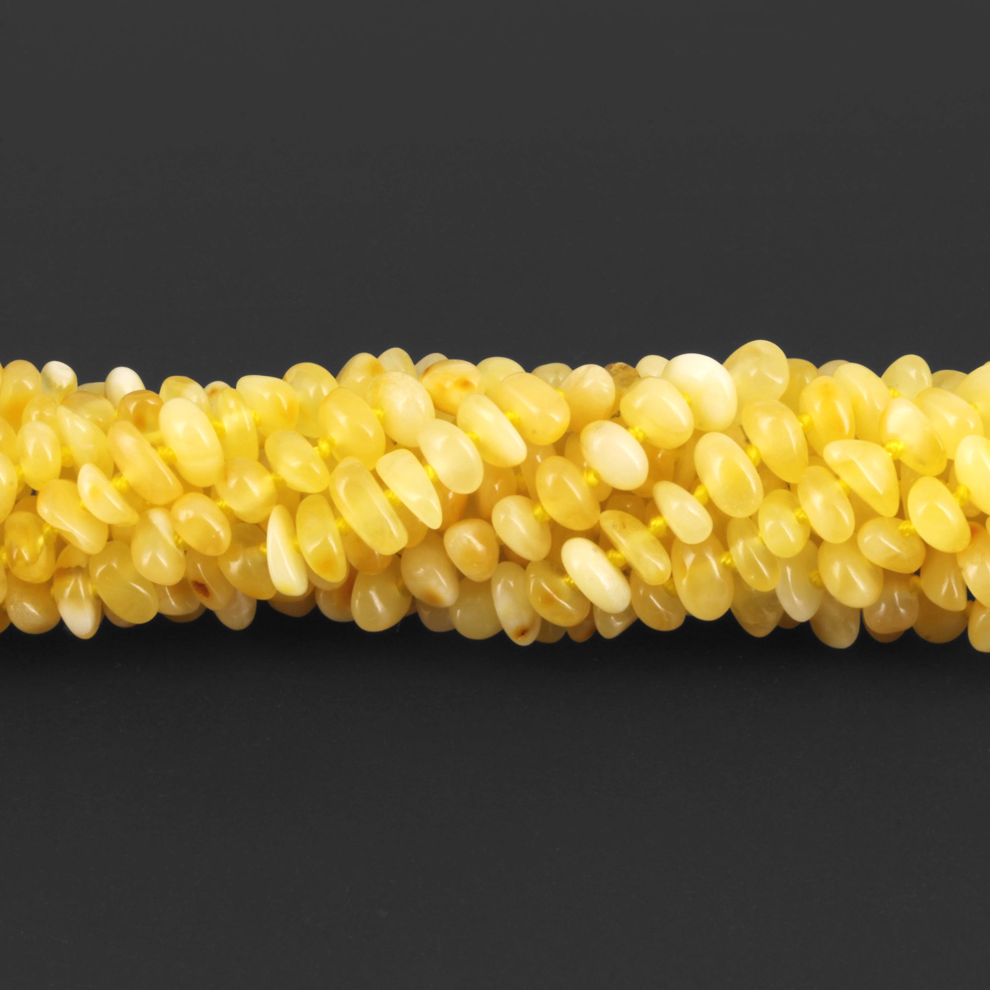Baltic Amber Baby Teething Bracelet Chips Milky Yellow Glossy Finish - Wholesale Lot of 10pcs - 14cm / 5.5in - CH5